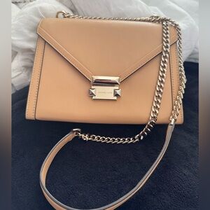 Michael Kors Camel Crossbody Bag with Chain Strap(Whitney)